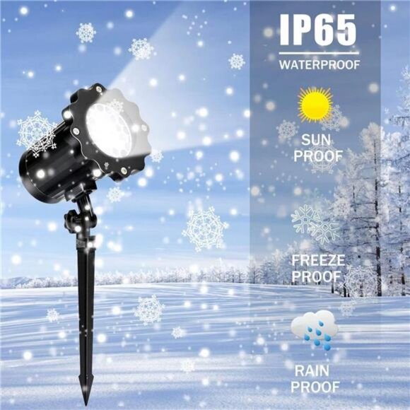 Christmas Projector Lights Outdoor, Vivid Snowflake Led IP65 Waterproof - Picture 2 of 6